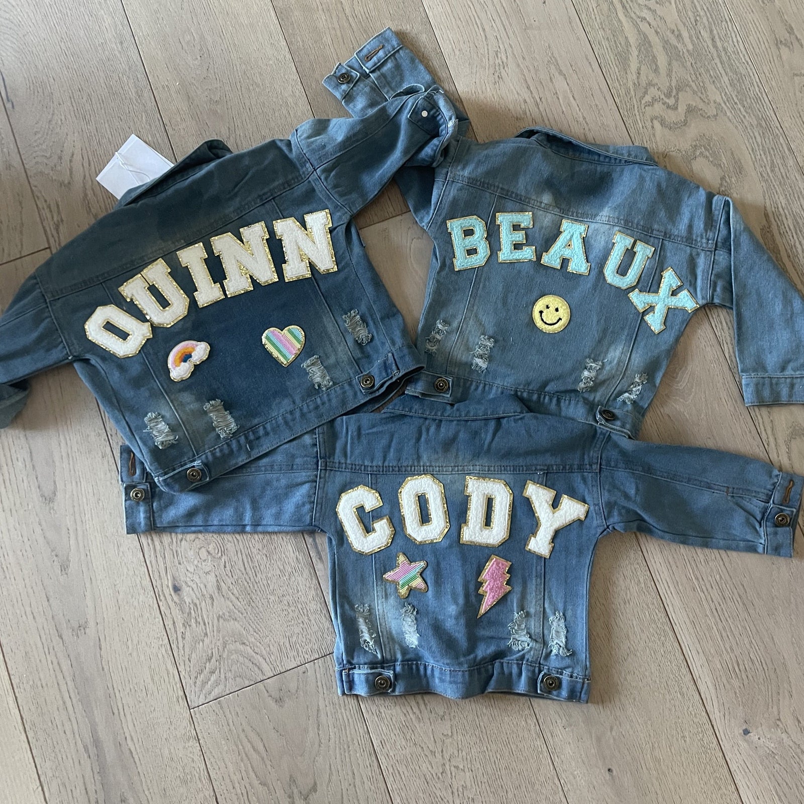 little & big kid custom patched denim jacket