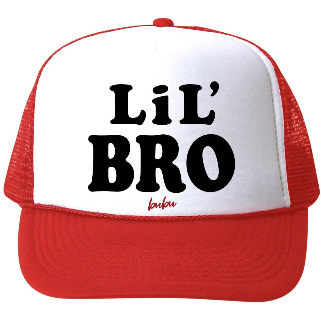 little bro trucker hat in white / red