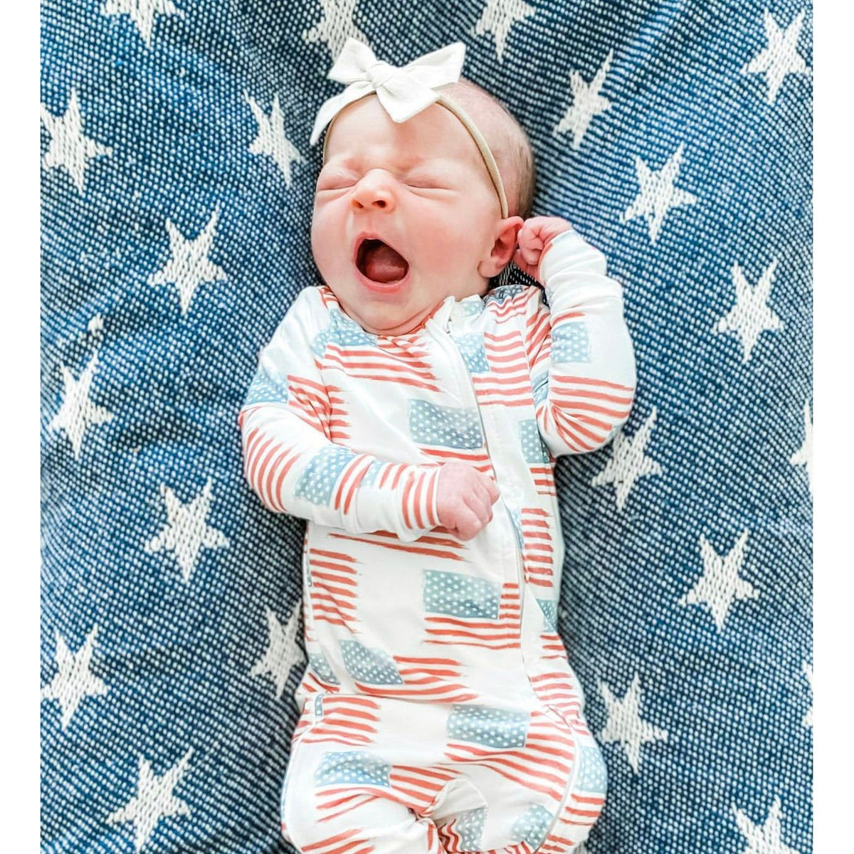 American Flag Convertible Foot Onesie