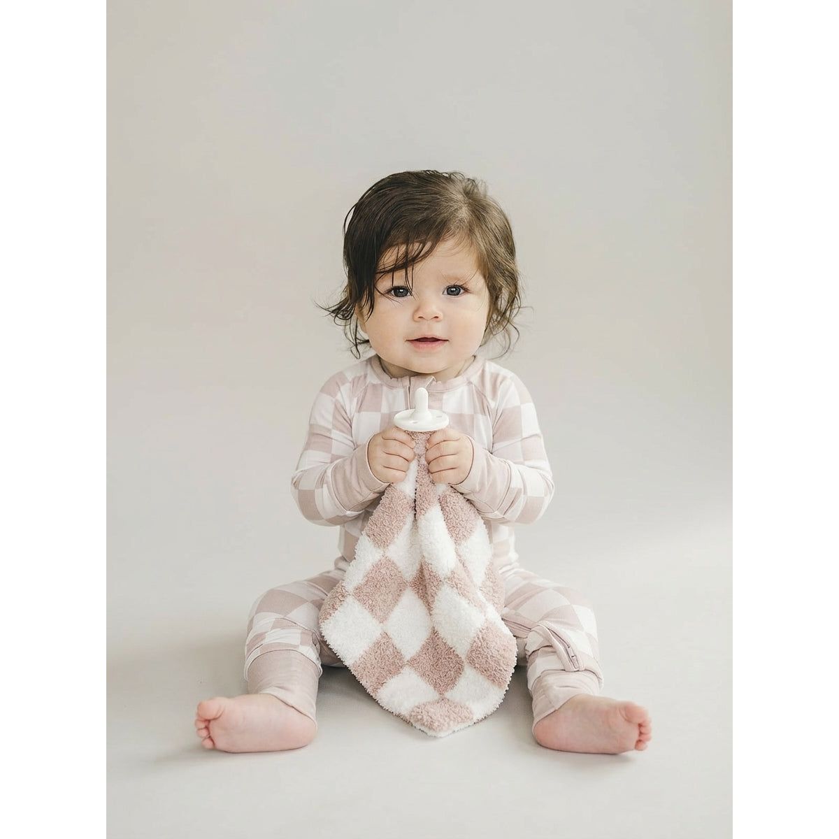 Checkered Plush Lovey | Latte
