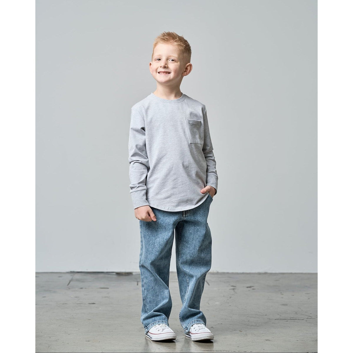 Long Sleeve Pocket Tee - Grey
