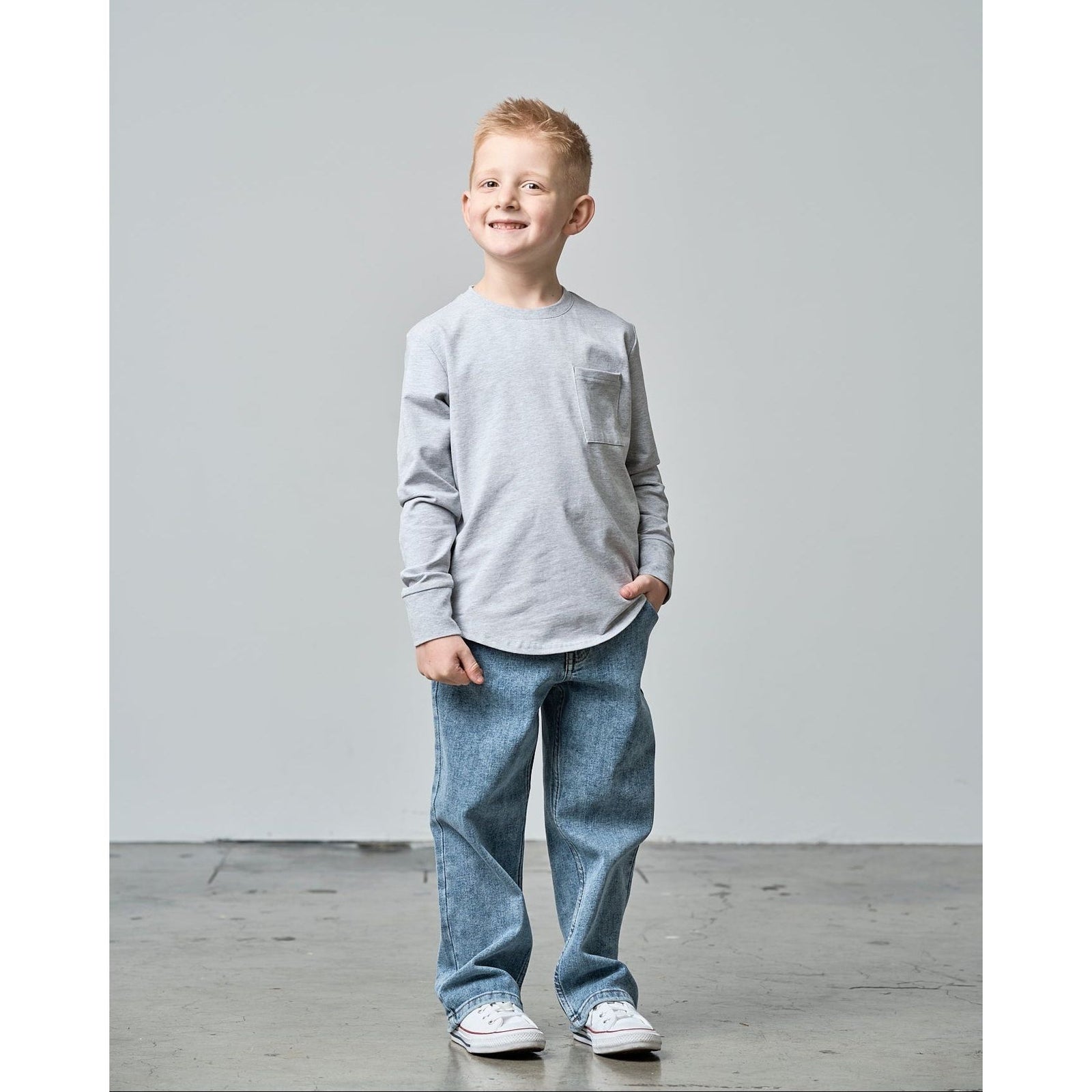 Long Sleeve Pocket Tee - Grey