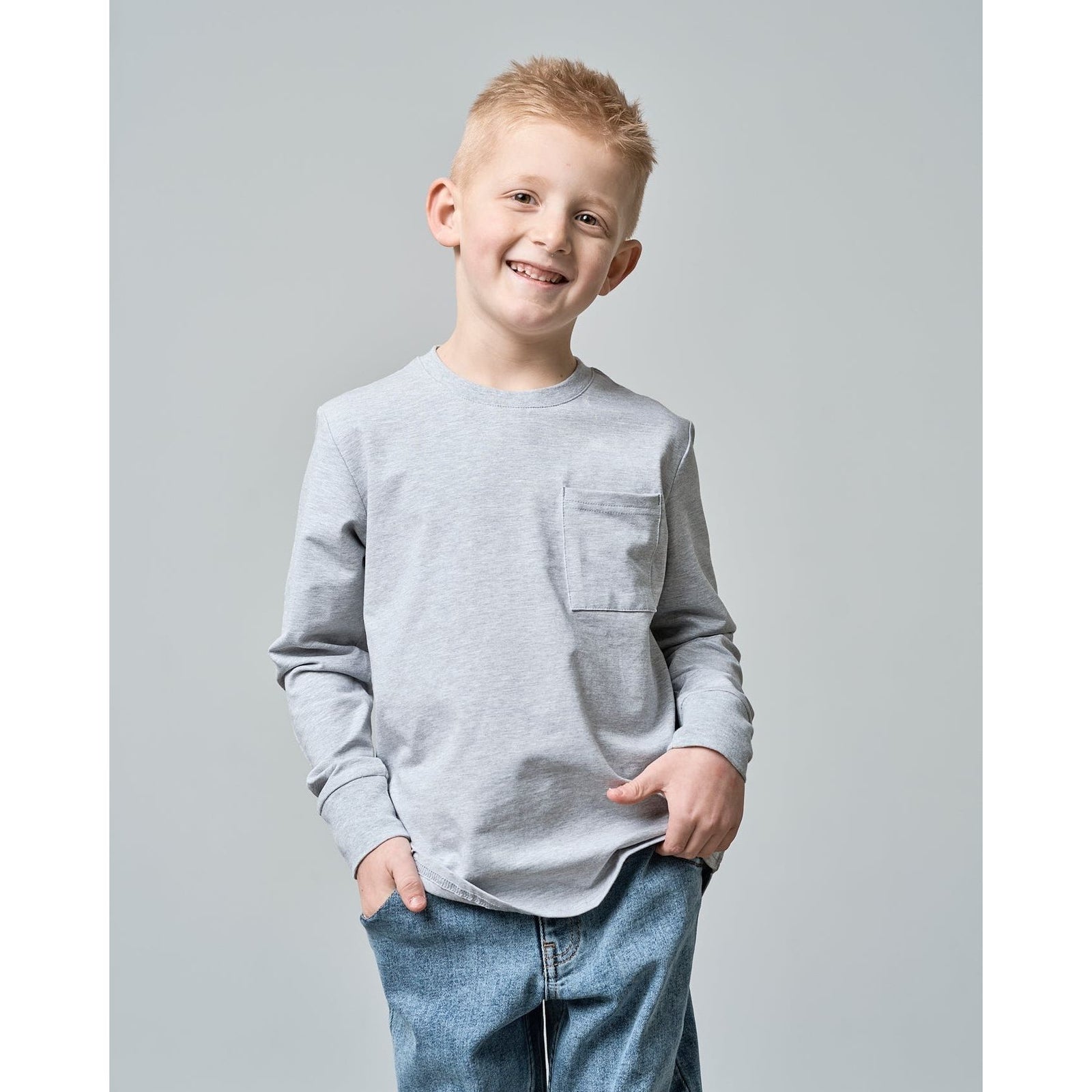 Long Sleeve Pocket Tee - Grey