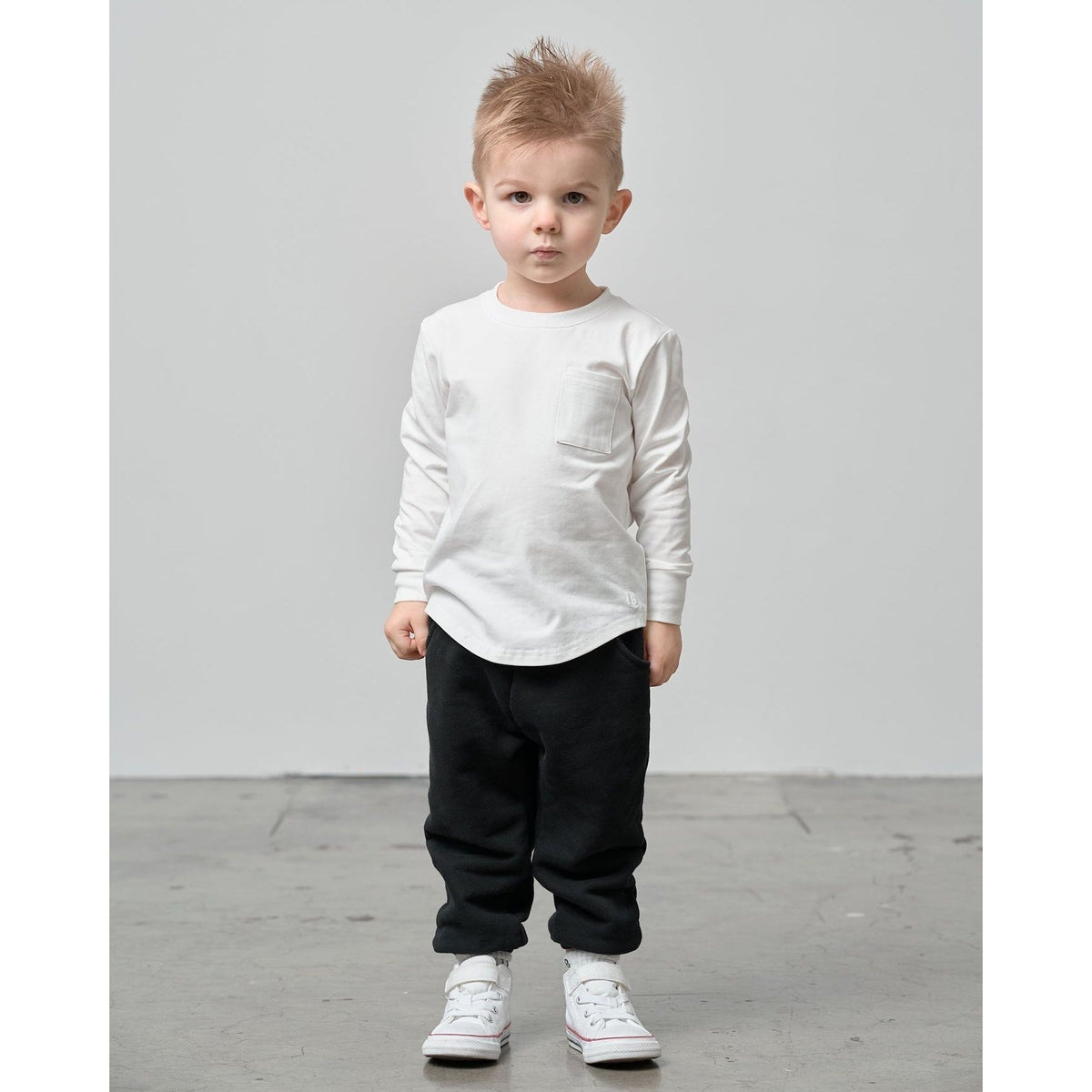 Long Sleeve Pocket Tee - White