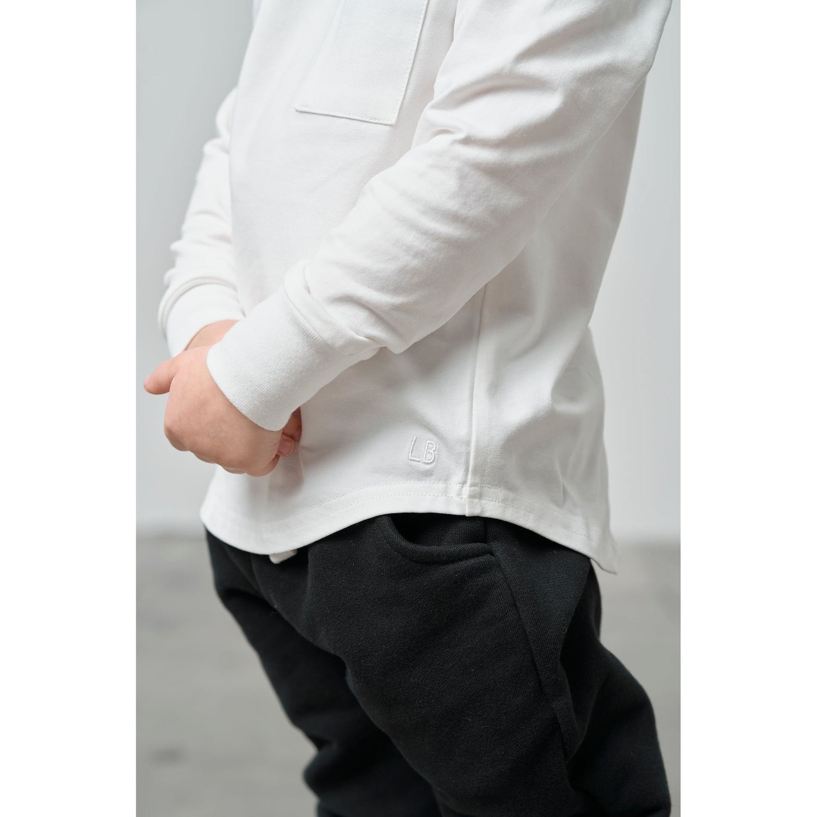 Long Sleeve Pocket Tee - White