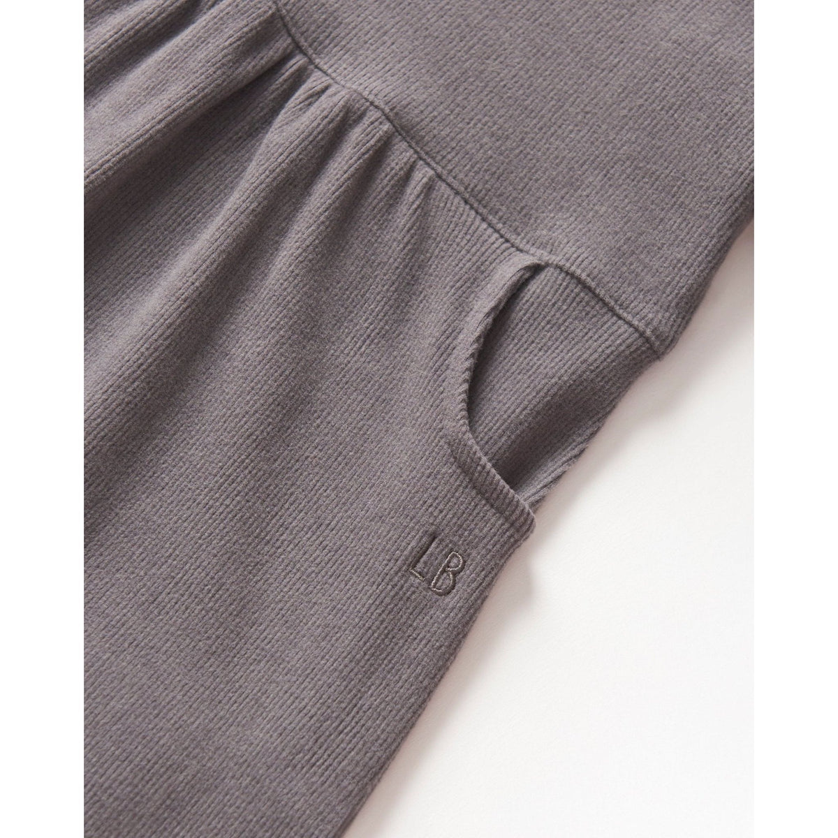 Long Sleeve Ribbed Dress - Graphite