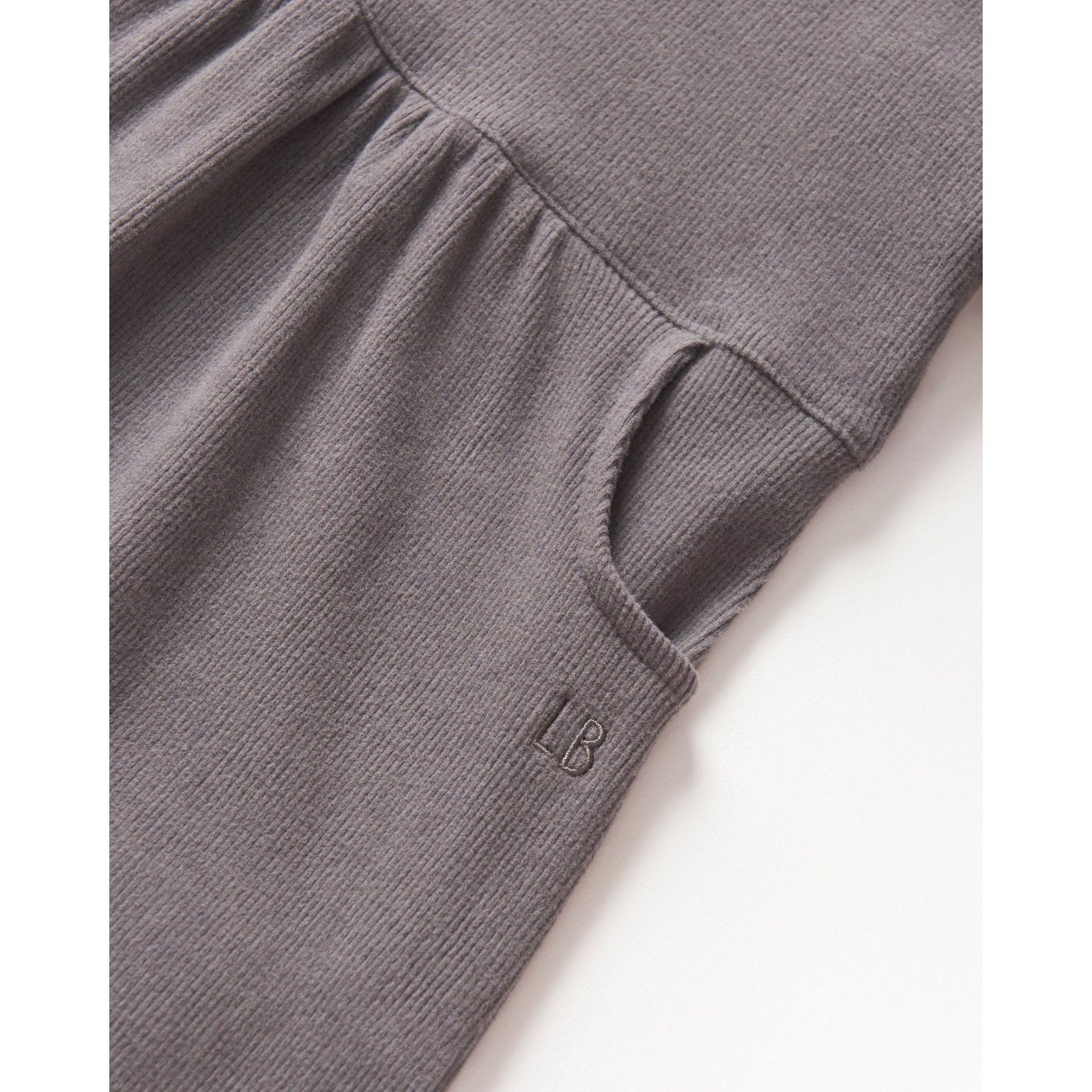 Long Sleeve Ribbed Dress - Graphite