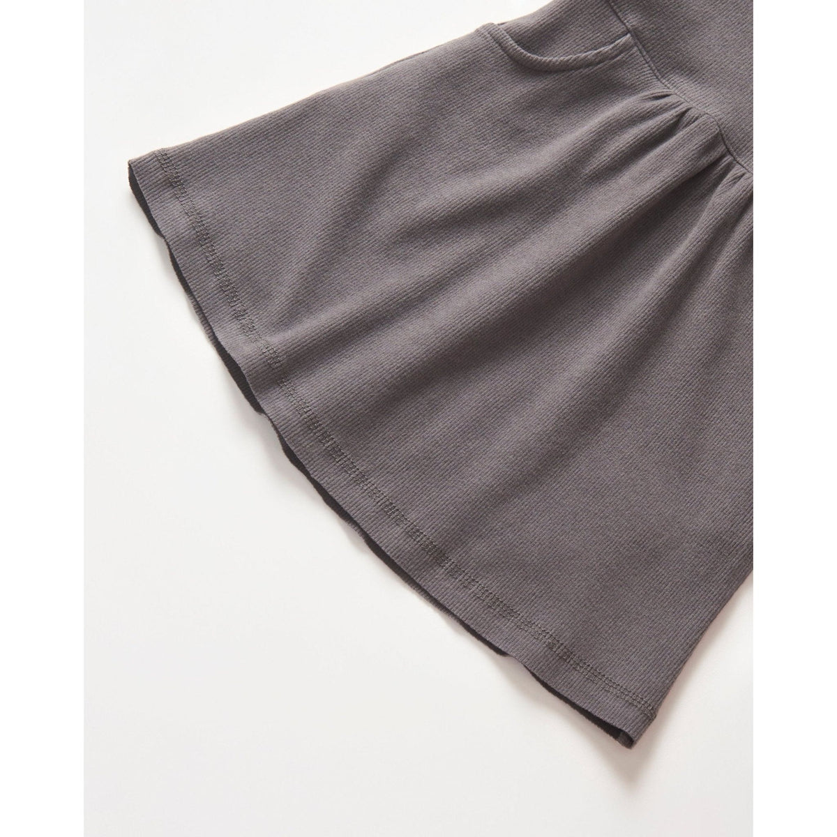 Long Sleeve Ribbed Dress - Graphite