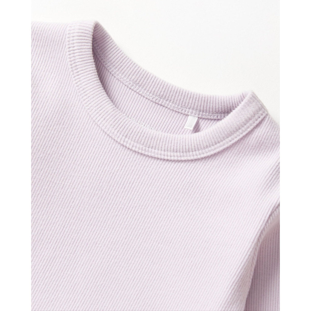 Long Sleeve Ribbed Lettuce Trim Tee - Lilac