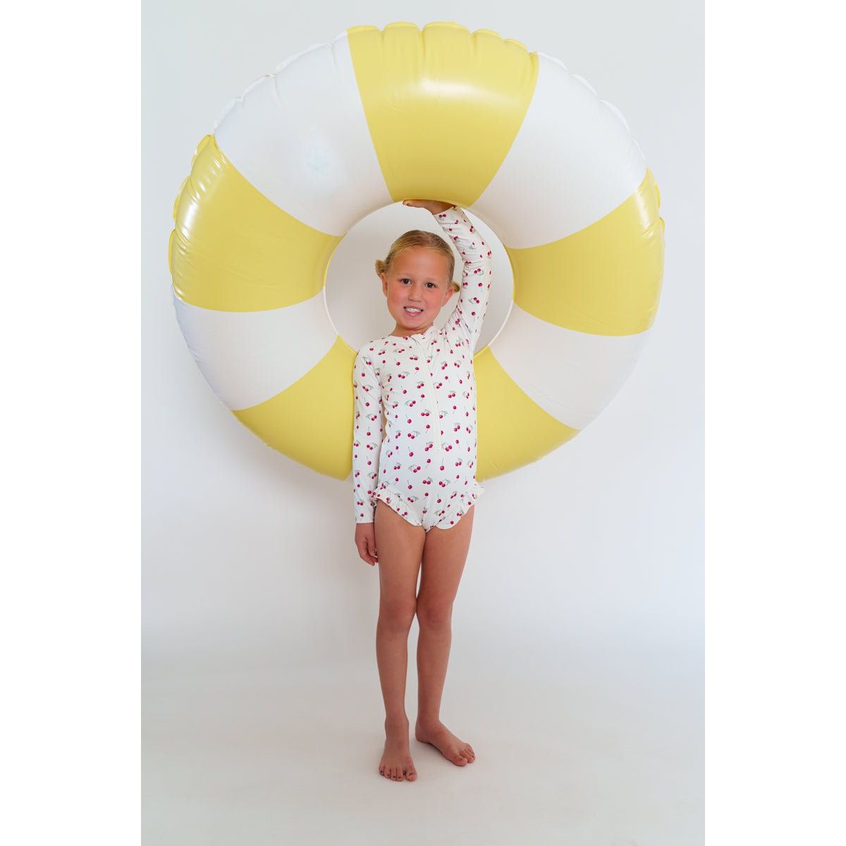 Longsleeve Ruffle Swim SPF One Piece - Cherries