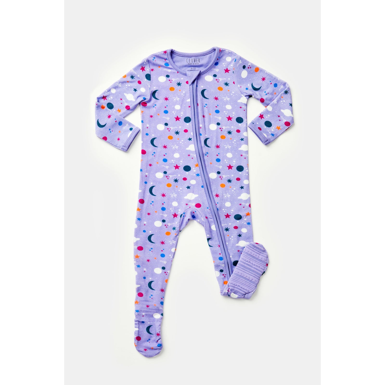 Soft & Stretchy Zipper Footie - Luna Lavender
