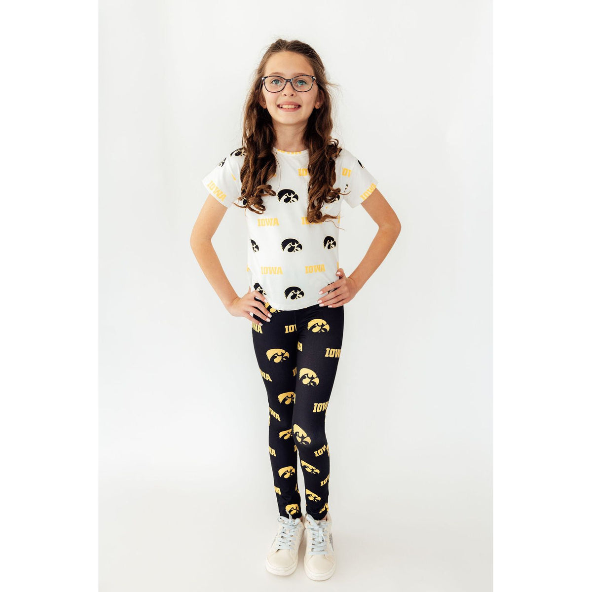 Iowa White Tigerhawk Ruffle Pocket Tee