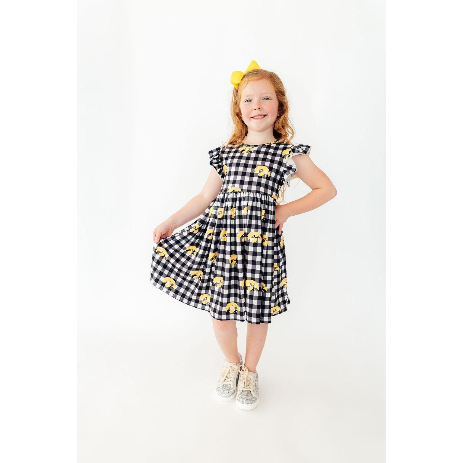 Iowa Plaid Tigerhawk Flutter Twirl Dress