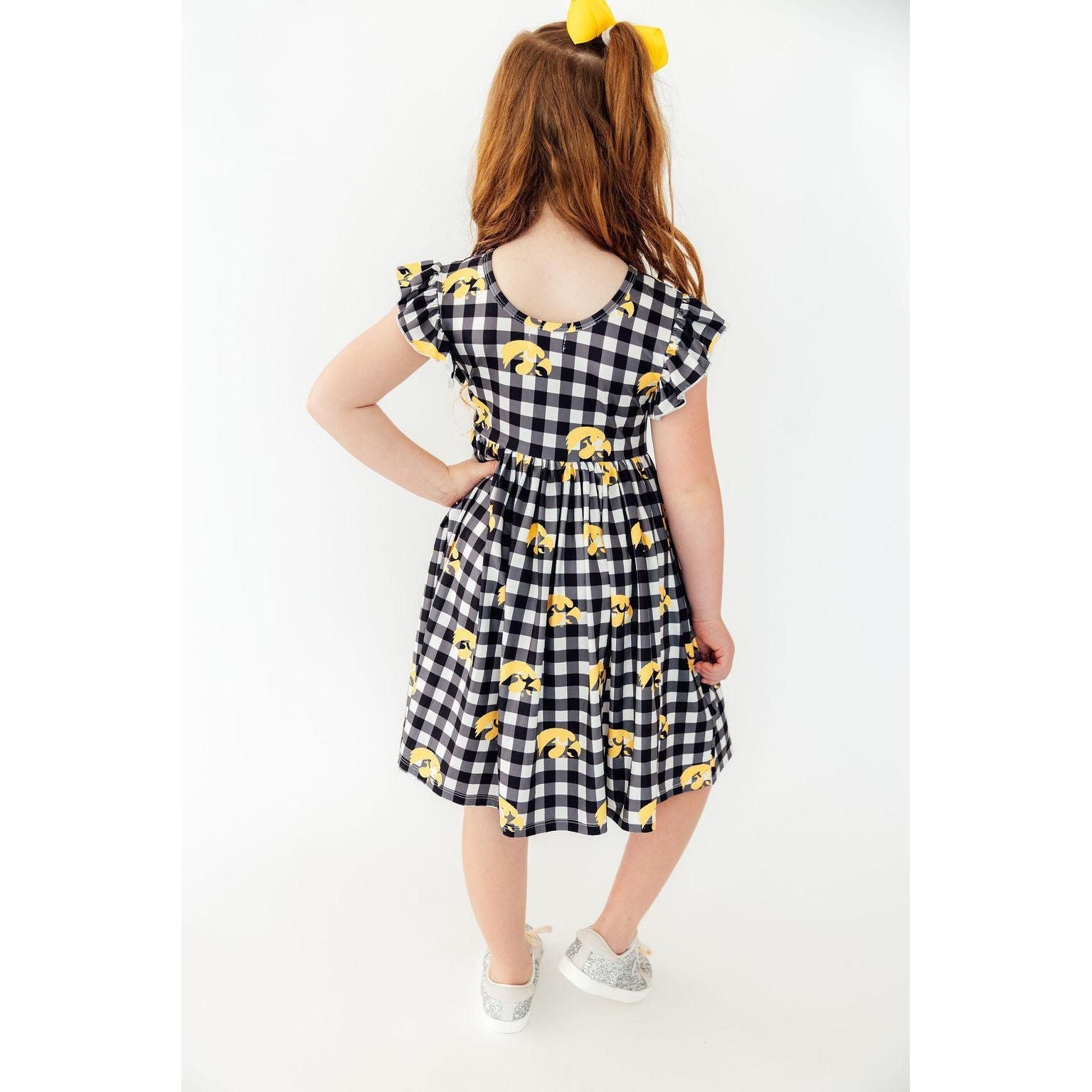 Iowa Plaid Tigerhawk Flutter Twirl Dress