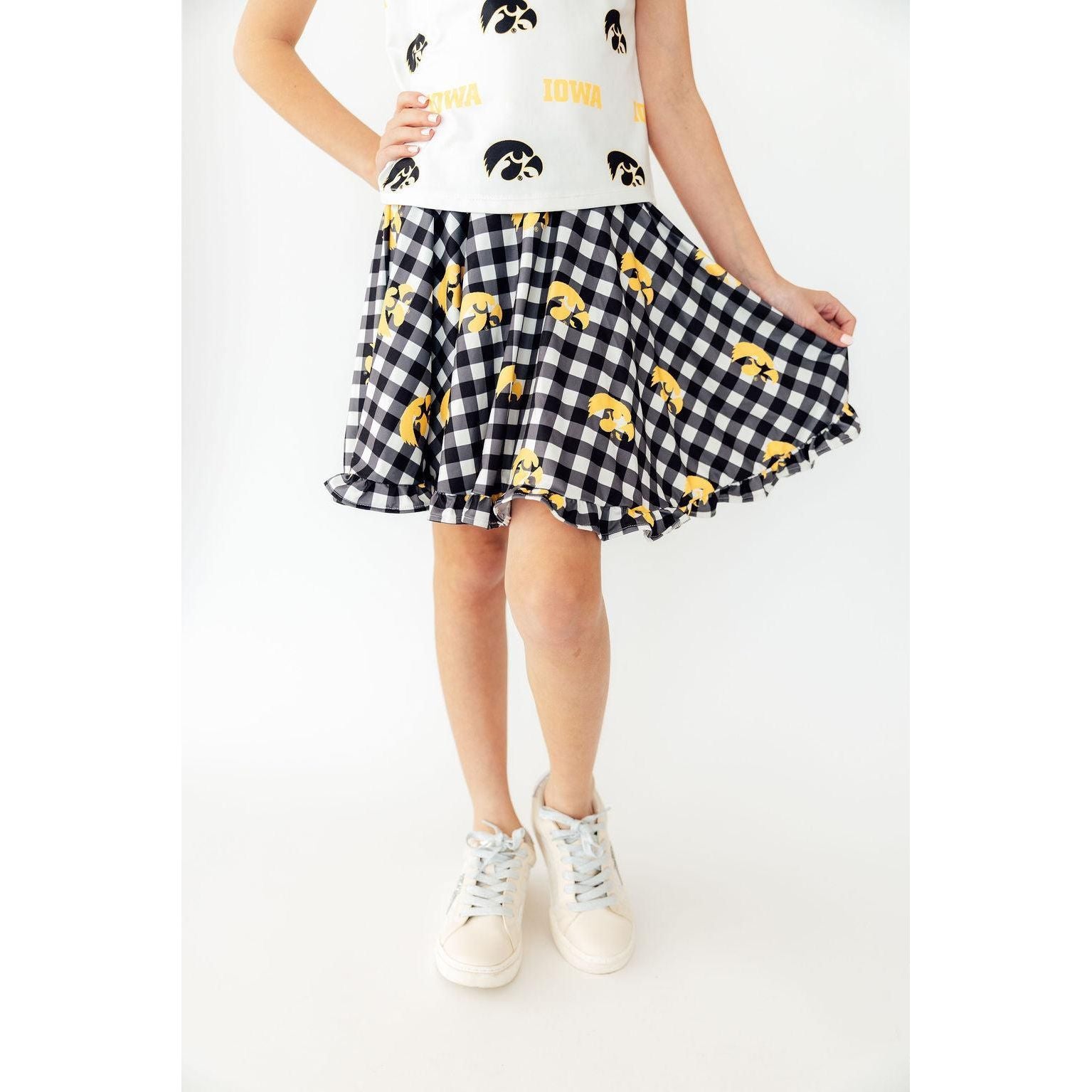 Iowa Plaid Tigerhawk Twirl Skort