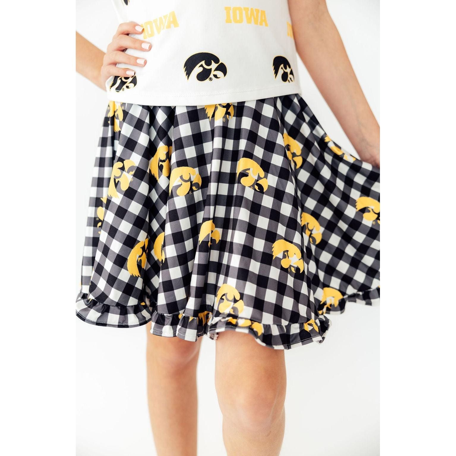 Iowa Plaid Tigerhawk Twirl Skort