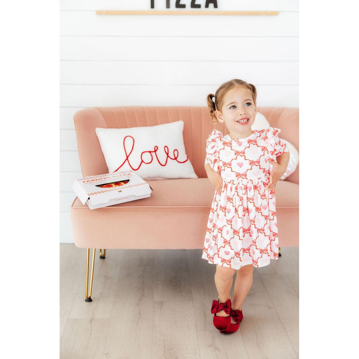 Lovebug 3/4 Sleeve Ruffle Twirl Dress