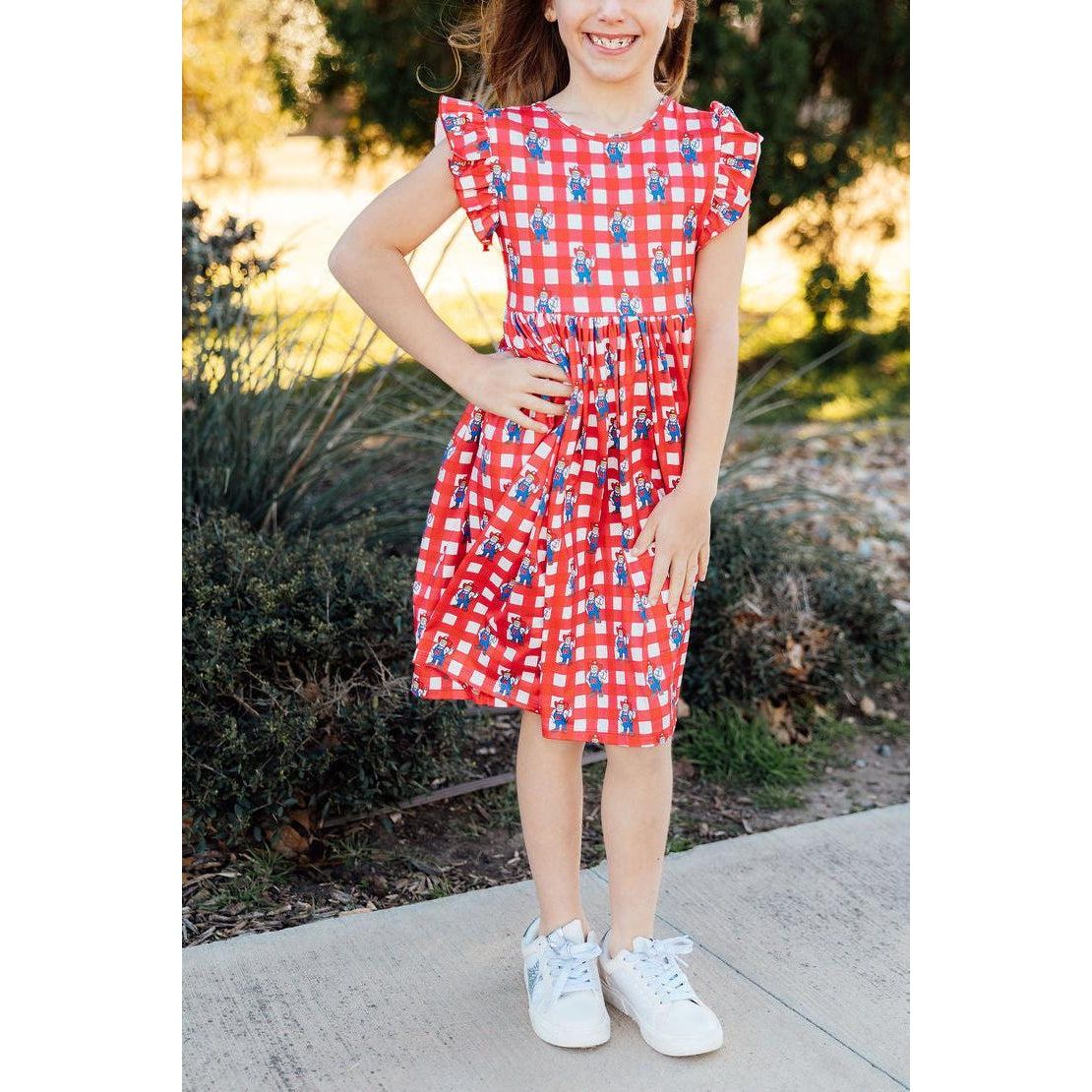 Nebraska Plaid Herbie Husker Flutter Twirl Dress