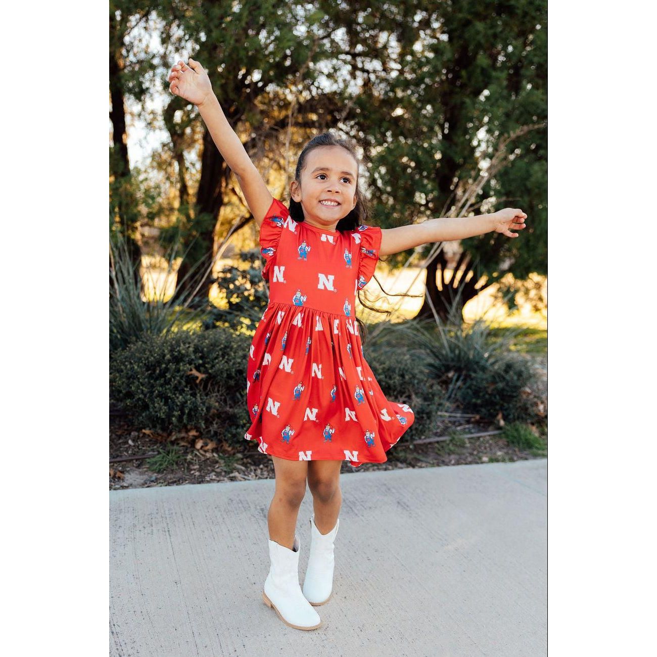 Nebraska Red Herbie Husker Flutter Twirl Dress