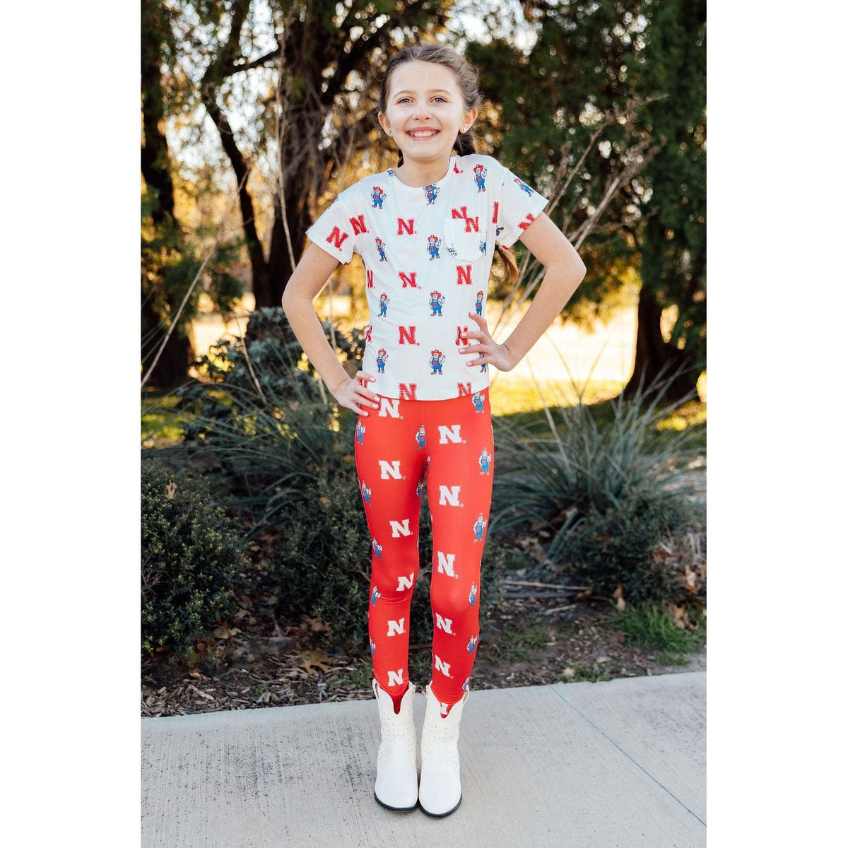 Nebraska White Herbie Husker Ruffle Pocket Tee