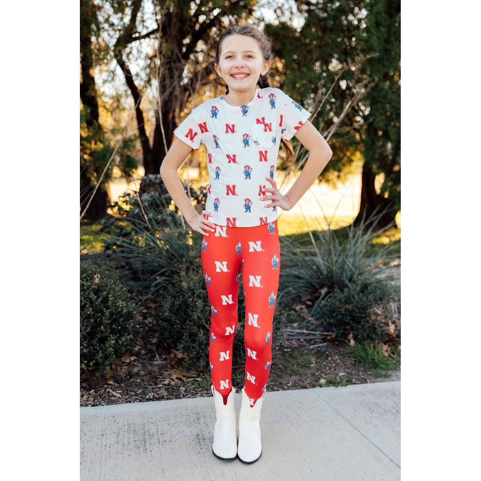 Nebraska White Herbie Husker Ruffle Pocket Tee