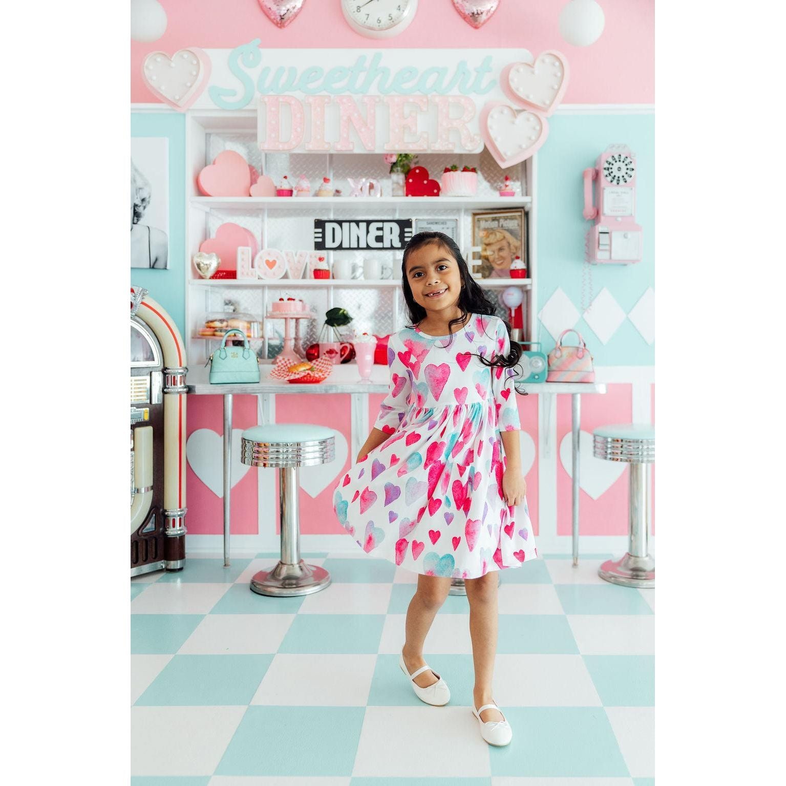 Light Hearted 3/4 Sleeve Pocket Twirl Dress
