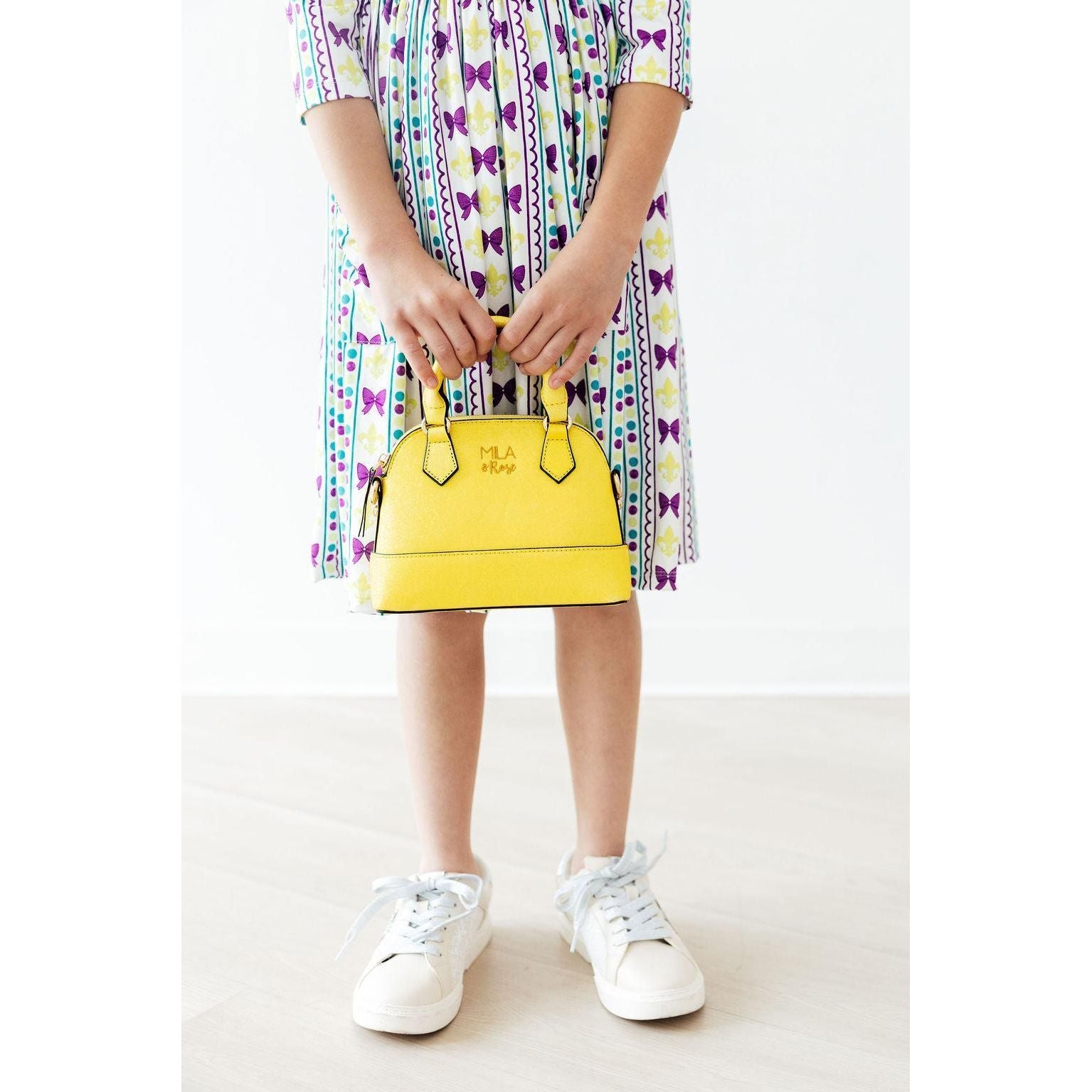 Neon Yellow Glitter Girl's Crossbody Purse