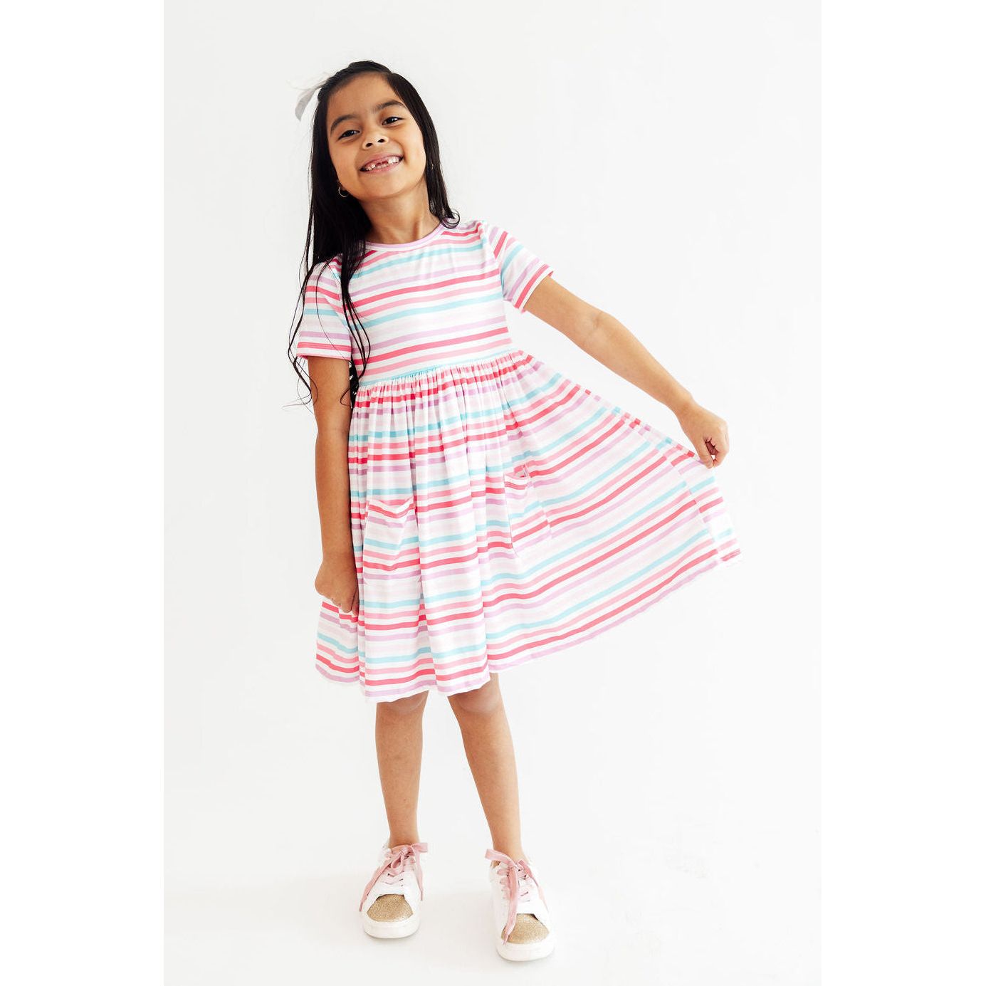 Pastel Stripes S/S Pocket Twirl Dress