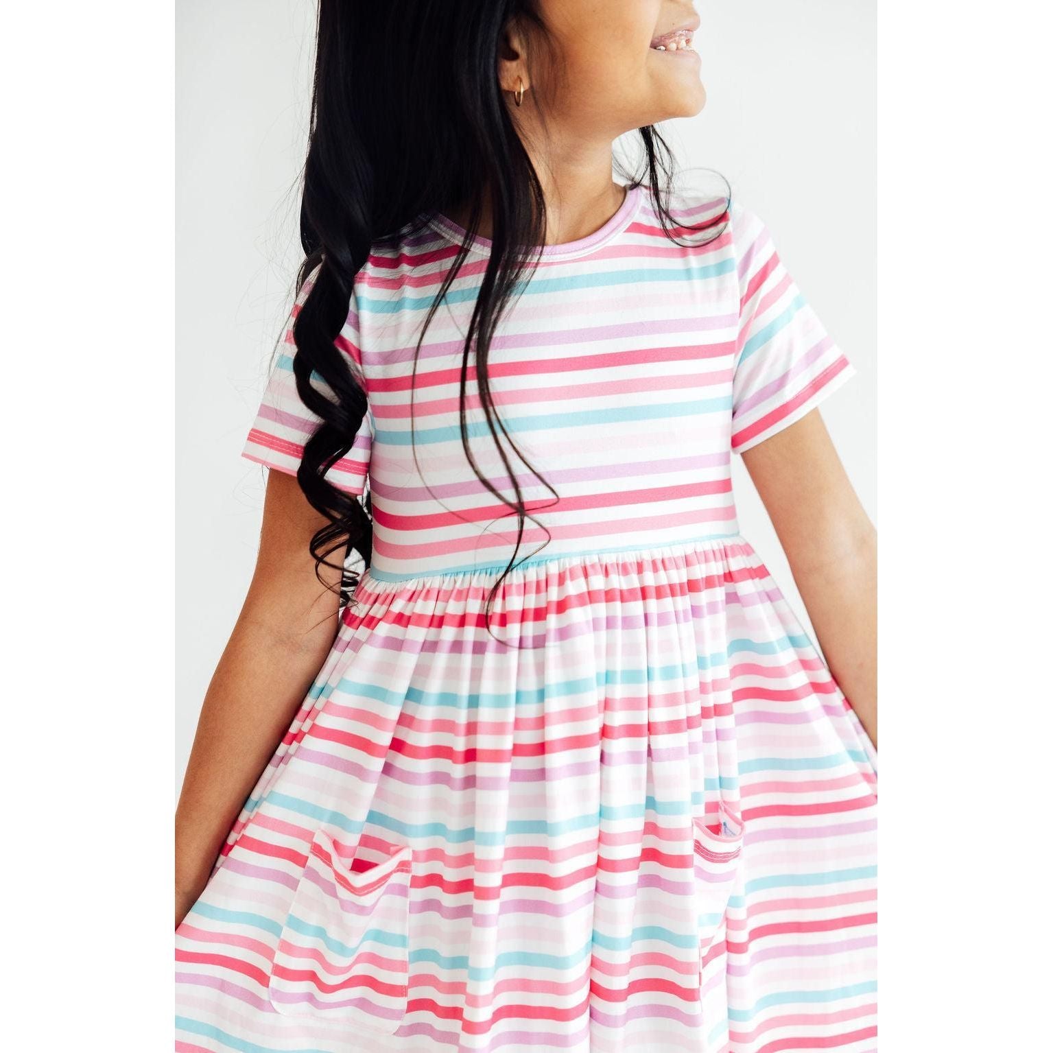 Pastel Stripes S/S Pocket Twirl Dress