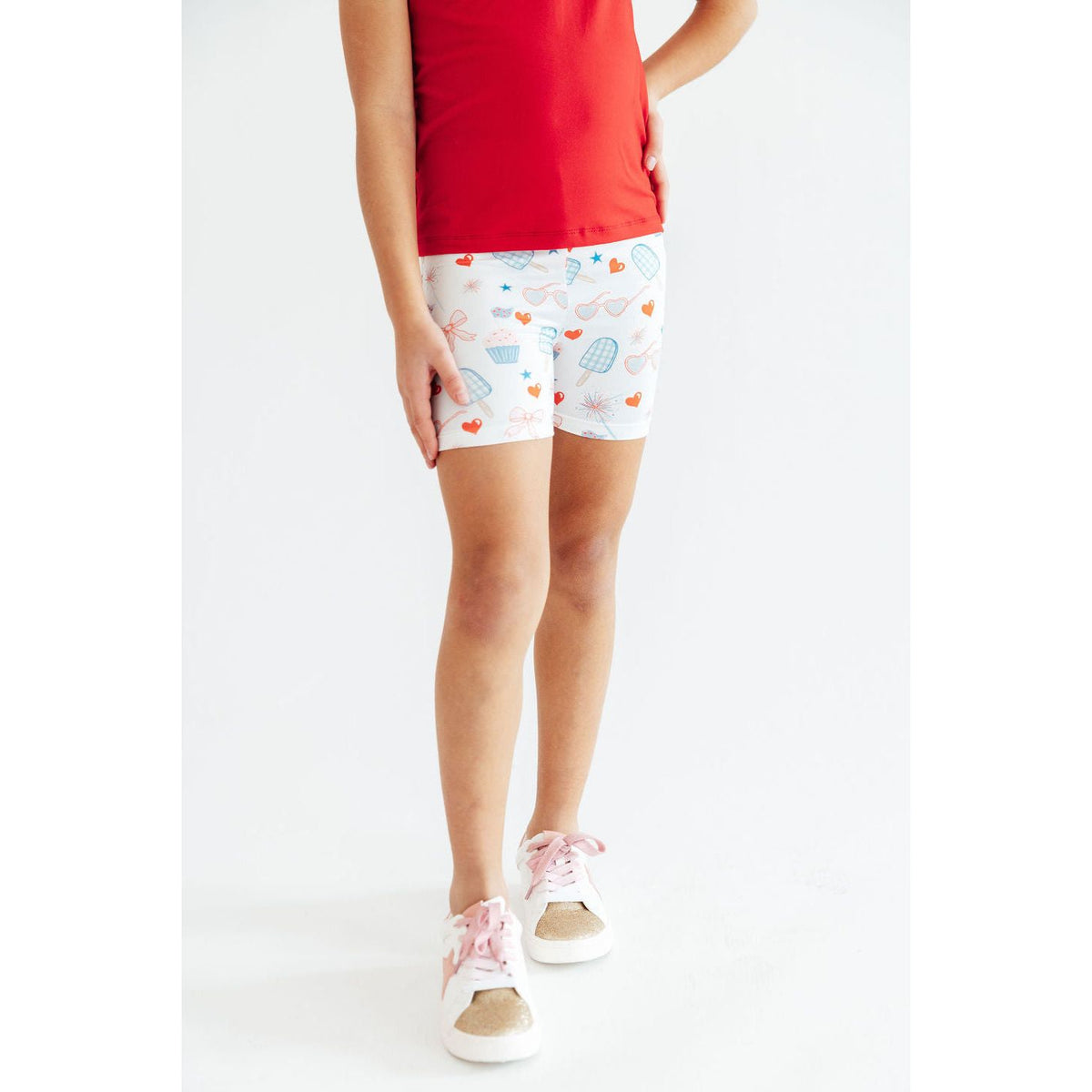 Red, White & Sweet Twirl Shorts