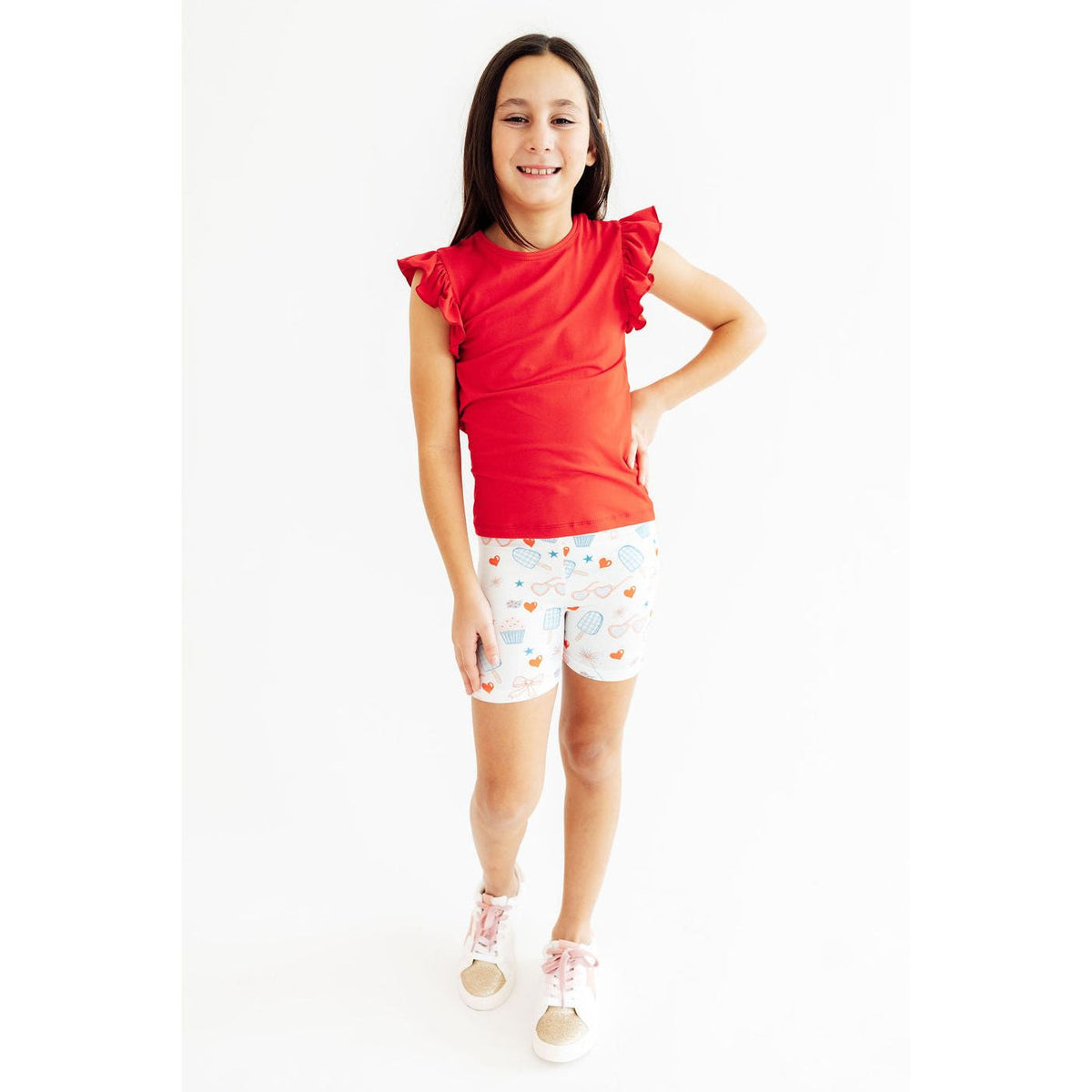 Red, White & Sweet Twirl Shorts