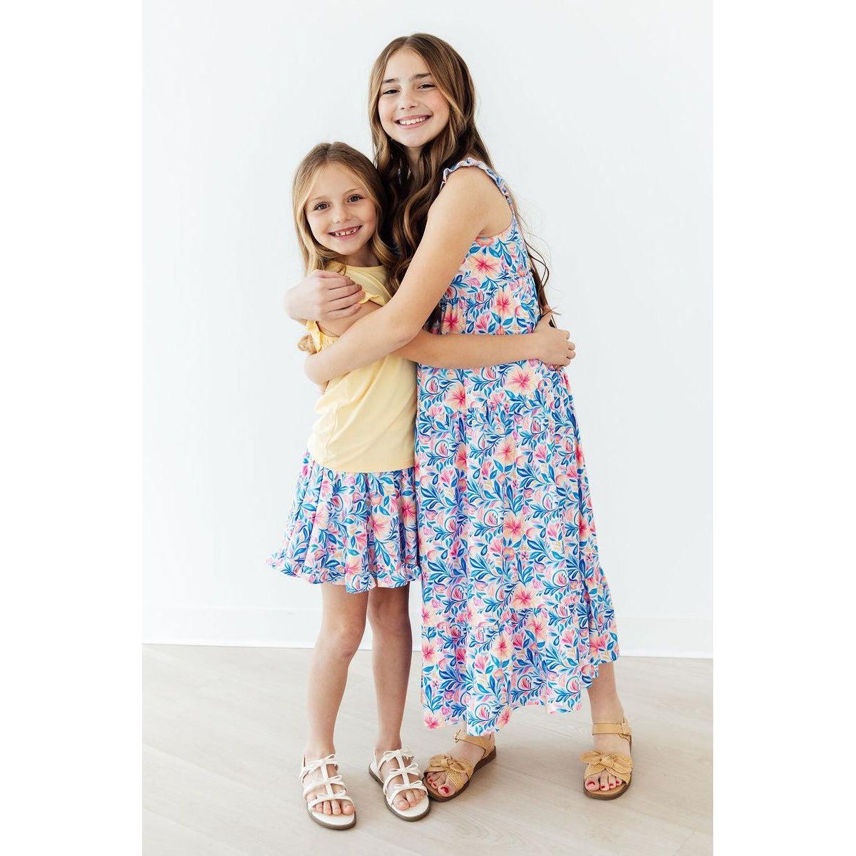 Watercolor Floral Ruffle Maxi Dress