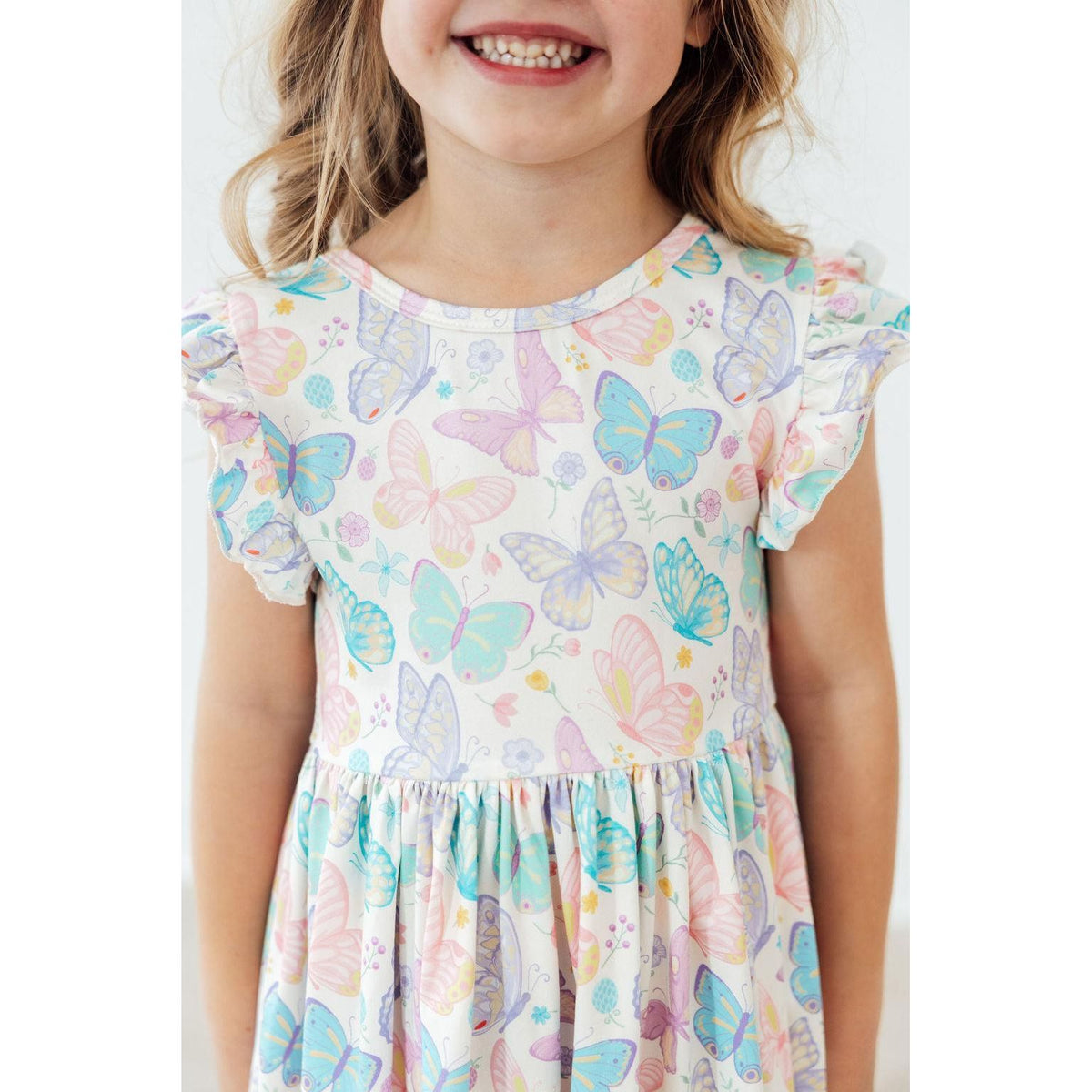 Fluttering Butterflies Flutter Sleeve Twirl Dress