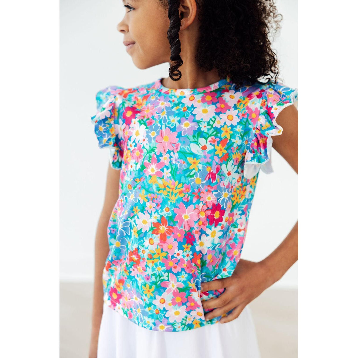 Preppy Floral S/S Ruffle Tee