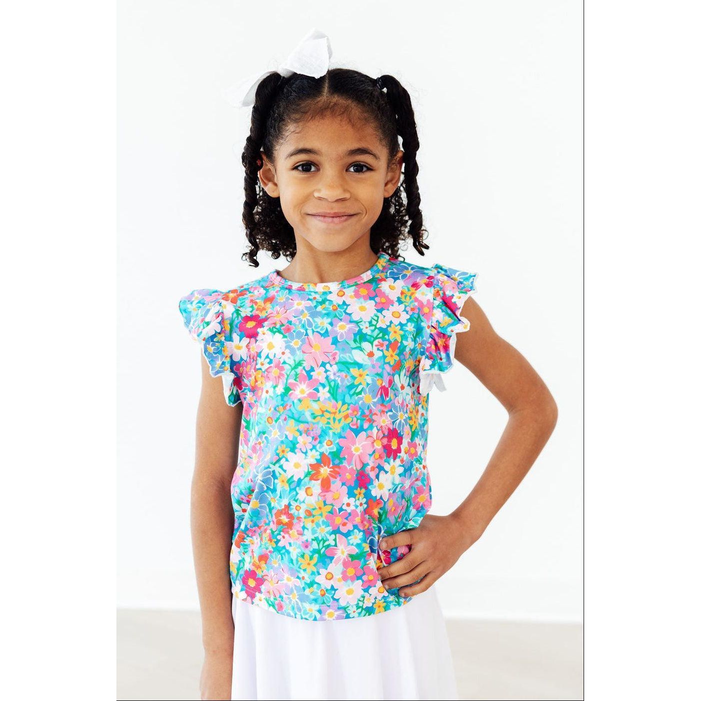 Preppy Floral S/S Ruffle Tee
