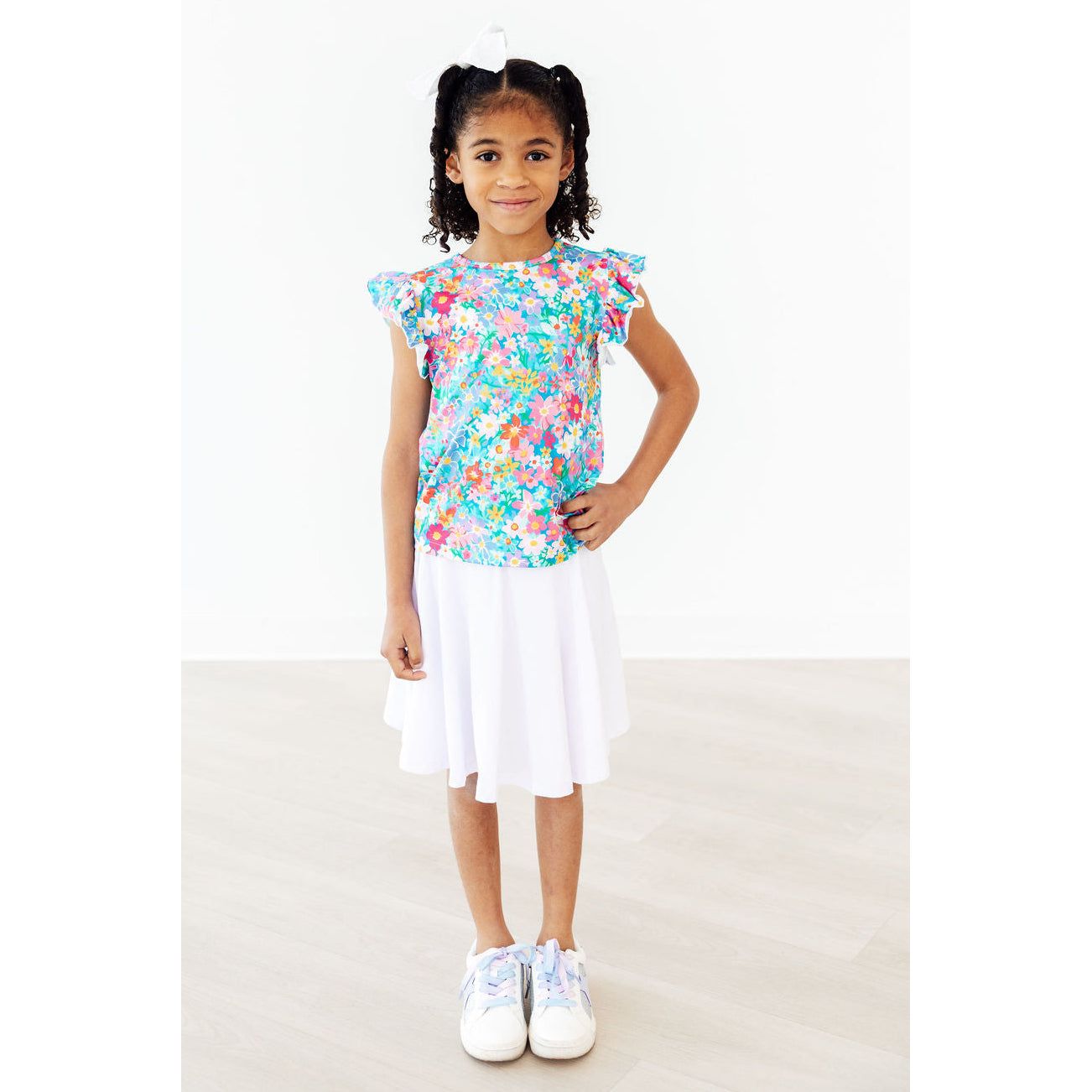 Preppy Floral S/S Ruffle Tee