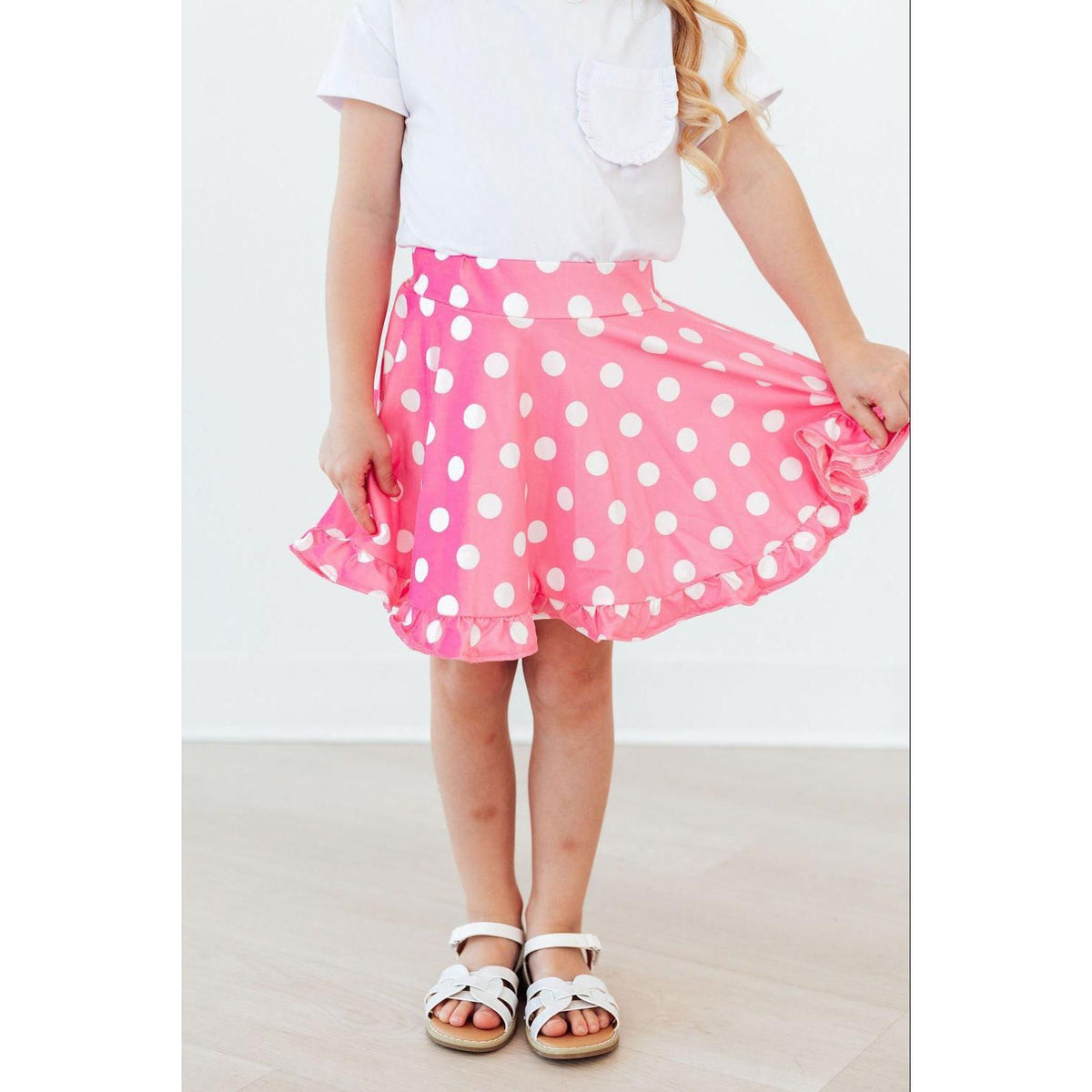 Pink Polka Dots Ruffle Twirl Skort