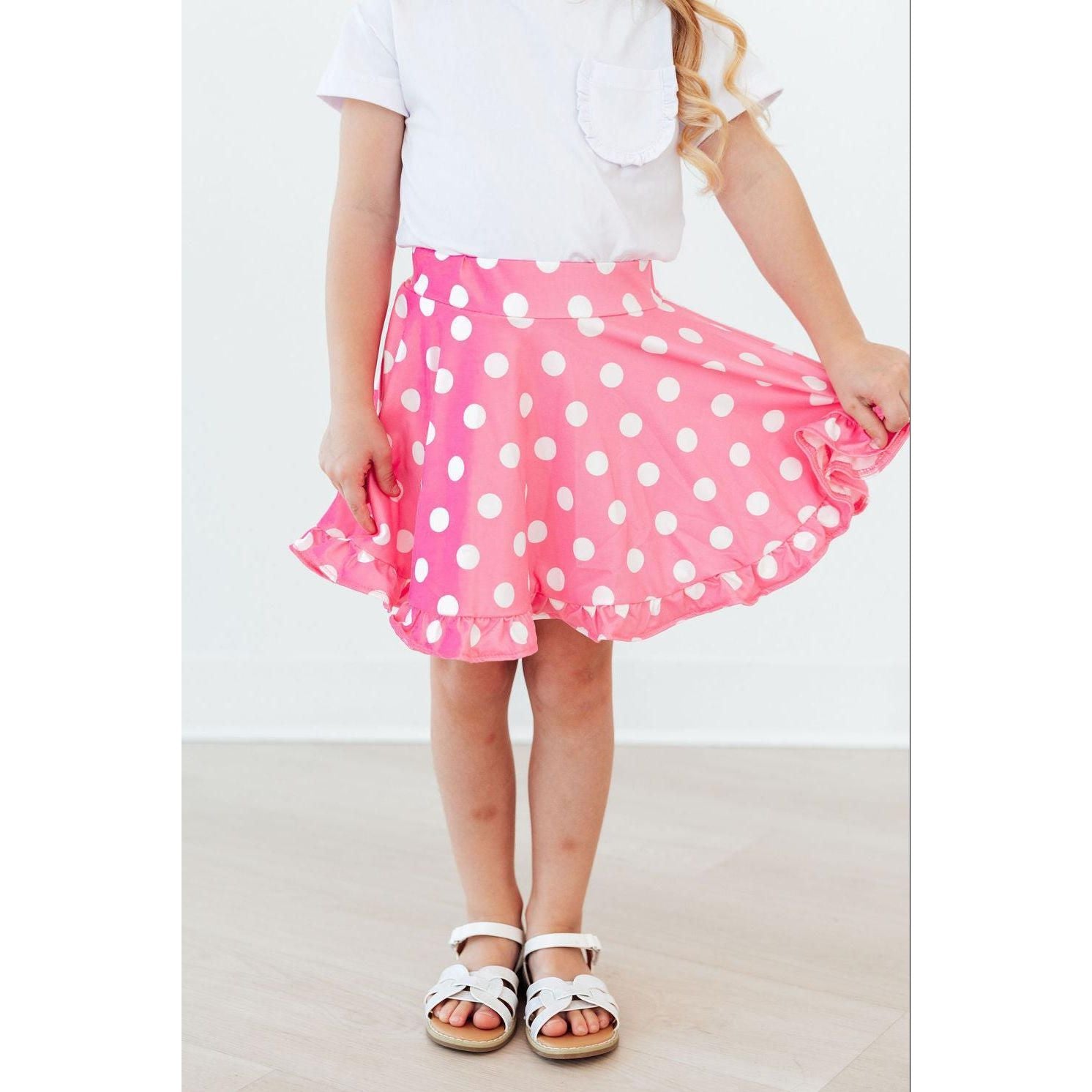 Pink Polka Dots Ruffle Twirl Skort