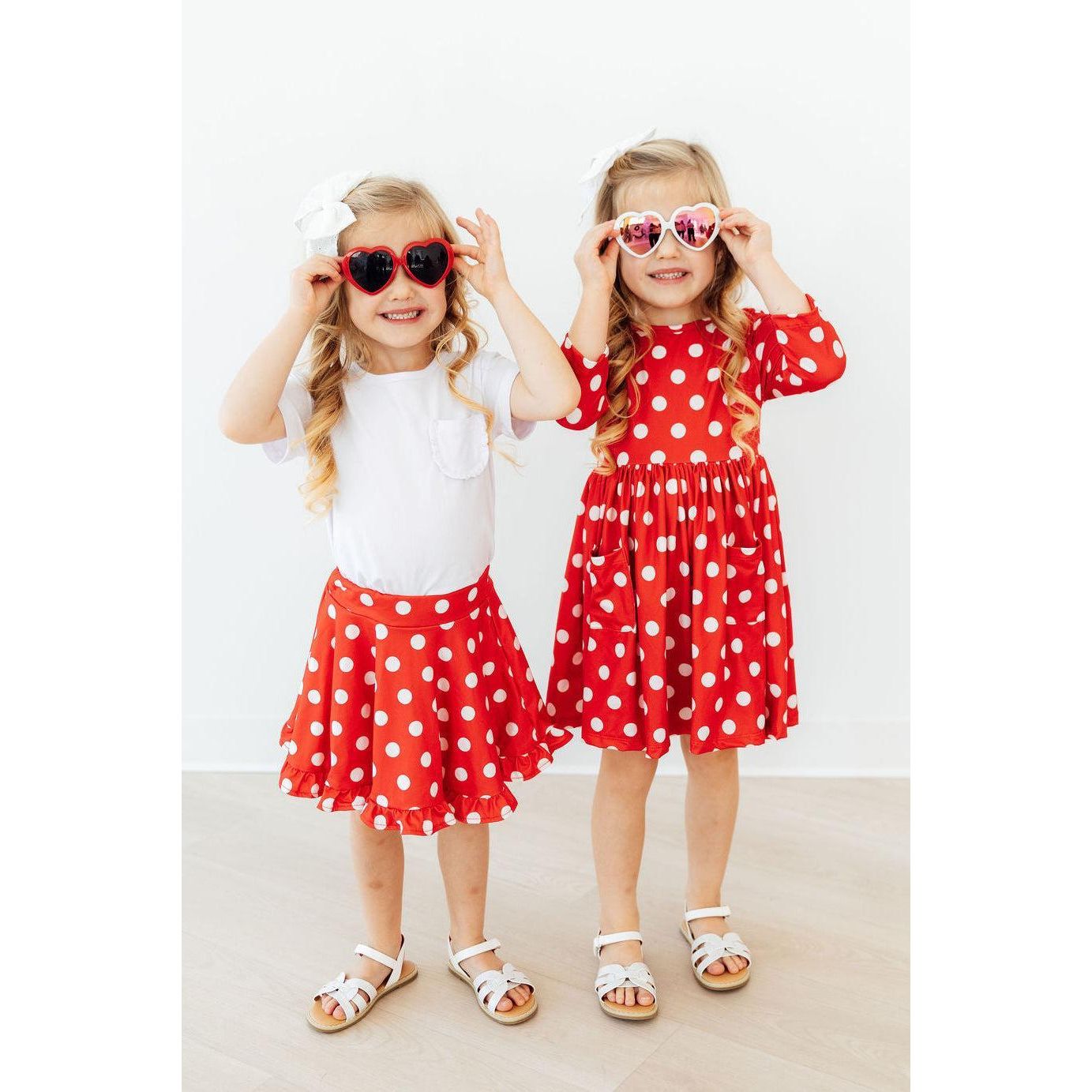 Red Polka Dots Ruffle Twirl Skort