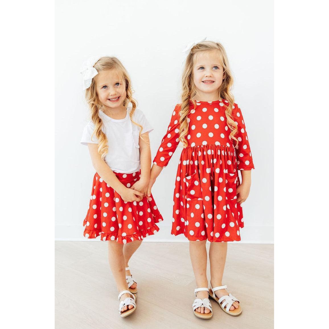 Red Polka Dots Ruffle Twirl Skort