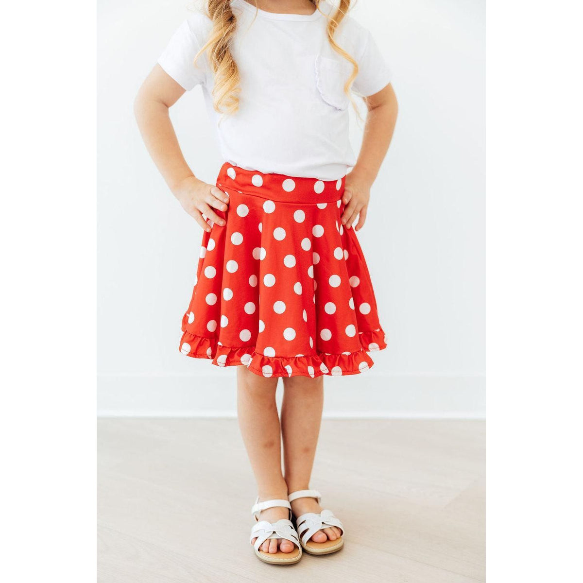 Red Polka Dots Ruffle Twirl Skort