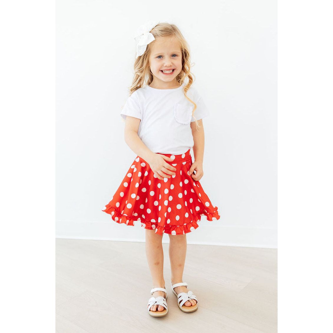 Red Polka Dots Ruffle Twirl Skort
