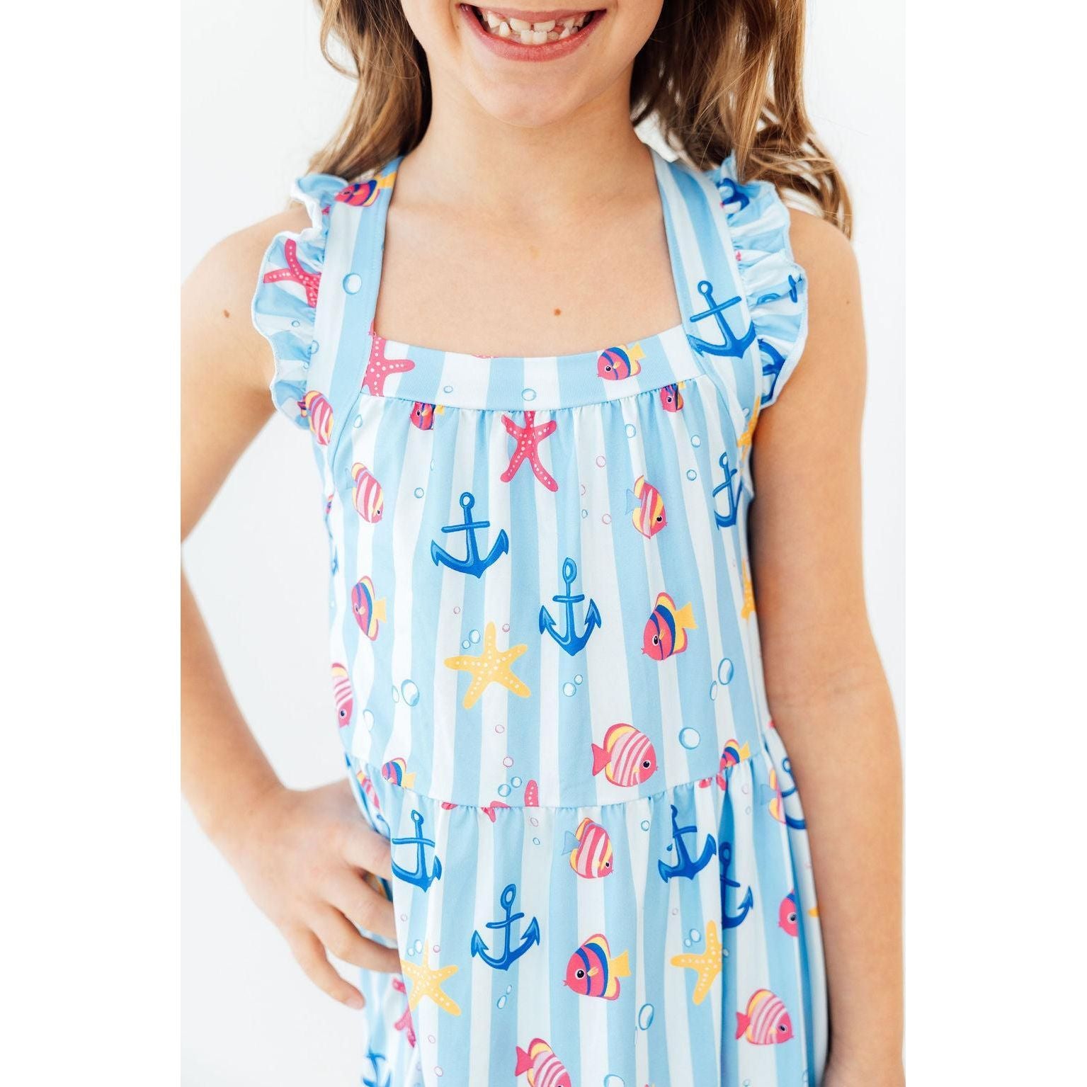 Tidepool Treasures Ruffle Cross Back Dress
