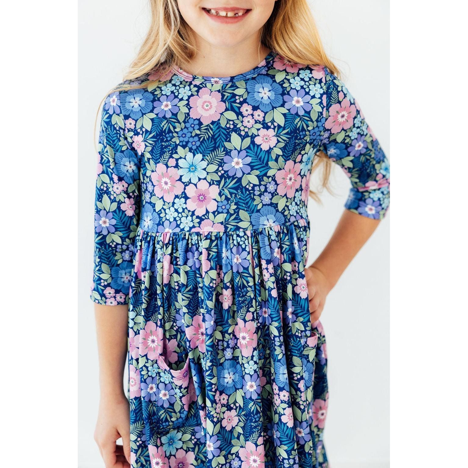 Whimsy 3/4 Sleeve Pocket Twirl Dress