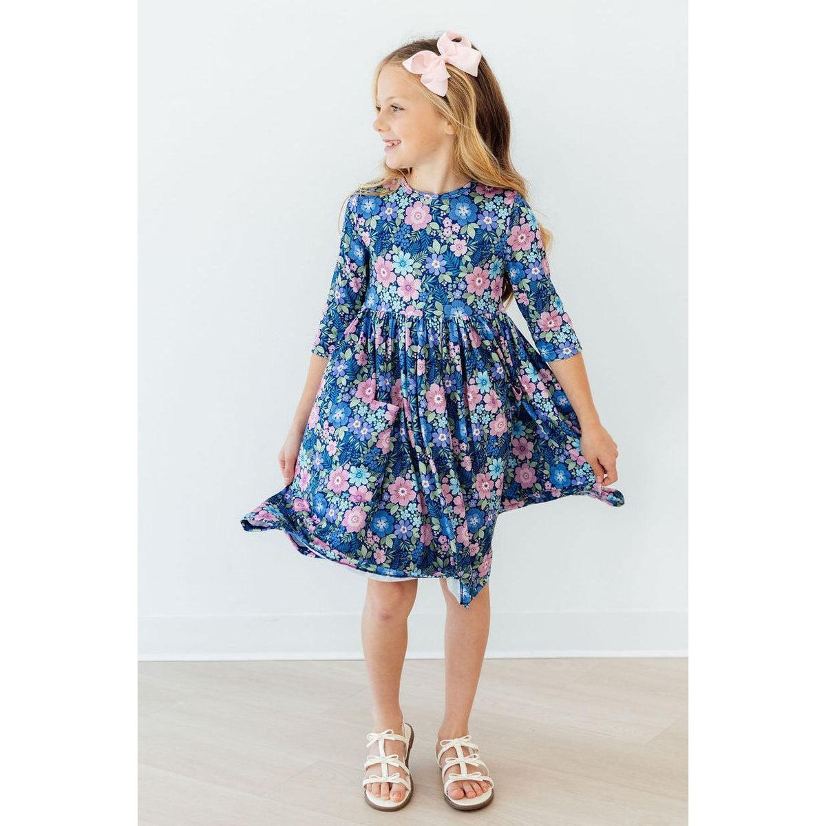 Whimsy 3/4 Sleeve Pocket Twirl Dress