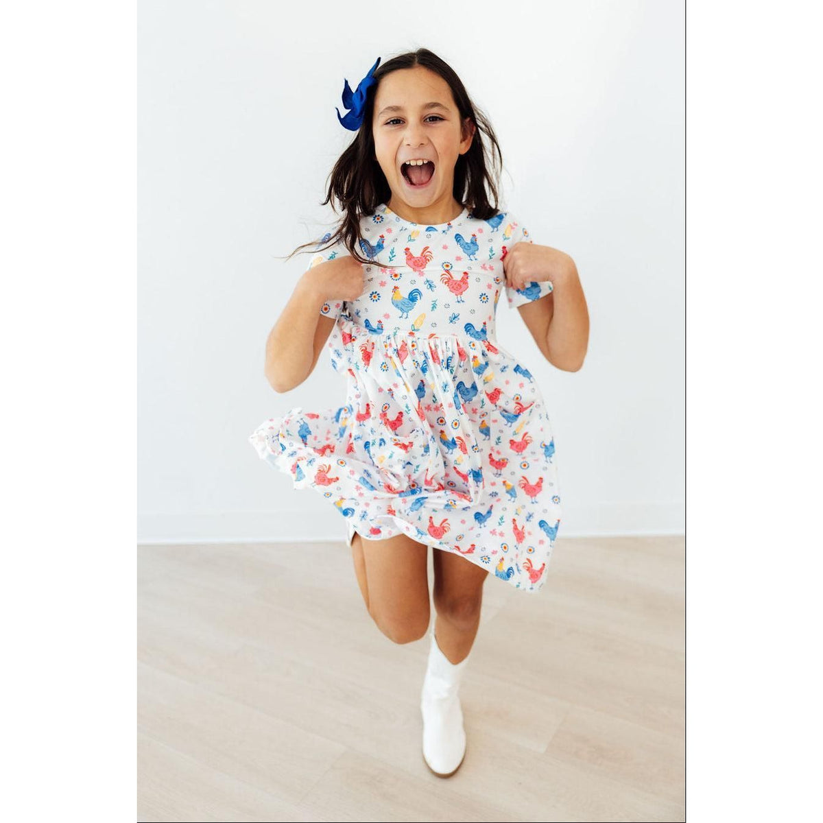 Rainbow Roosters S/S Pocket Twirl Dress