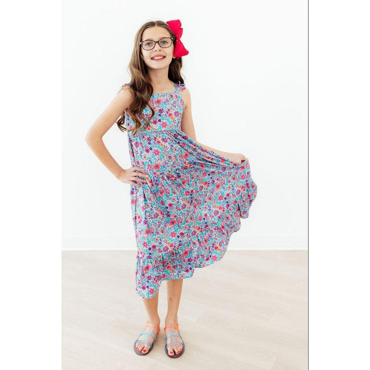 Tropical Garden Ruffle Maxi Dress