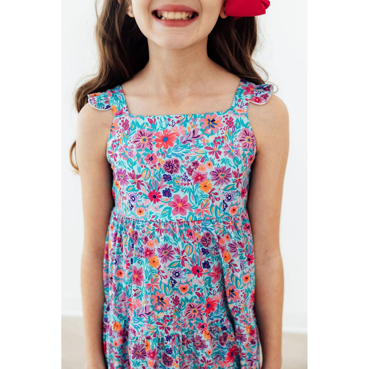 Tropical Garden Ruffle Maxi Dress