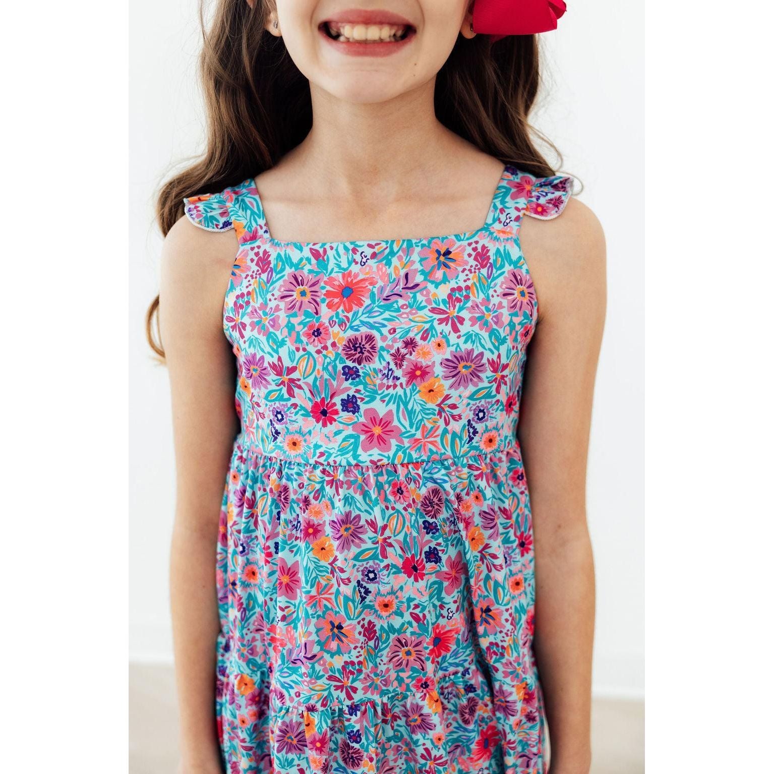 Tropical Garden Ruffle Maxi Dress