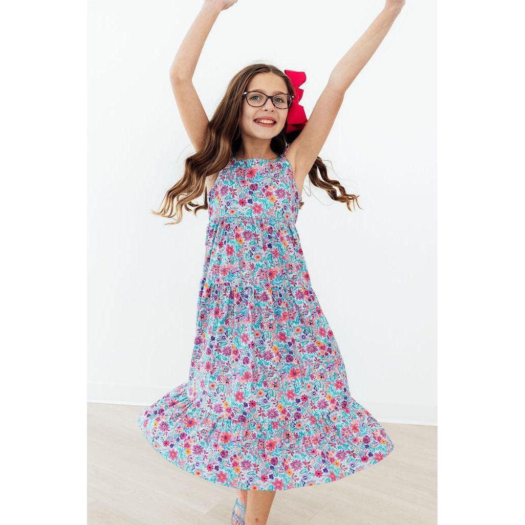 Tropical Garden Ruffle Maxi Dress